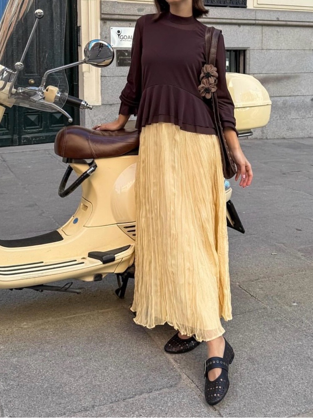 Zara Yellow Crinkle Maxi Skirt Bloggers Favorite